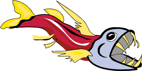Cartoon Fish with Red and Yellow Tail - Vibrant Clipart for Creative Projects