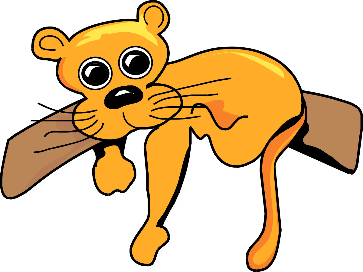 Cartoon Cat with Stick - Playful Clipart Illustration