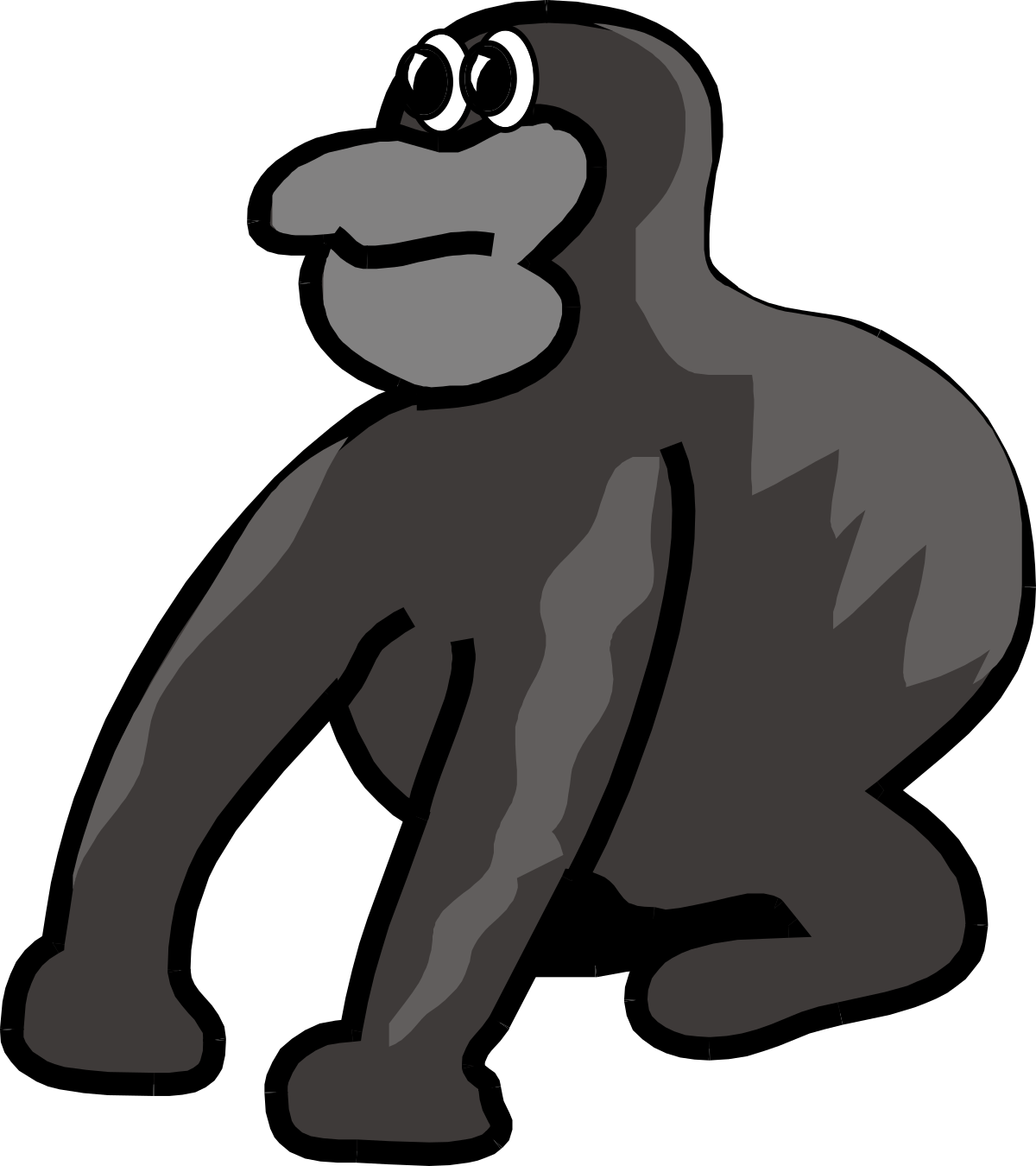 Gorilla Sitting Down with Head Down - Realistic Clipart Illustration