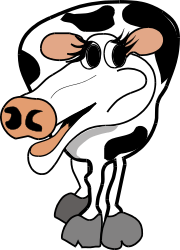 Cartoon Cow with a Big Nose Clipart - Fun Farm Animal Illustration