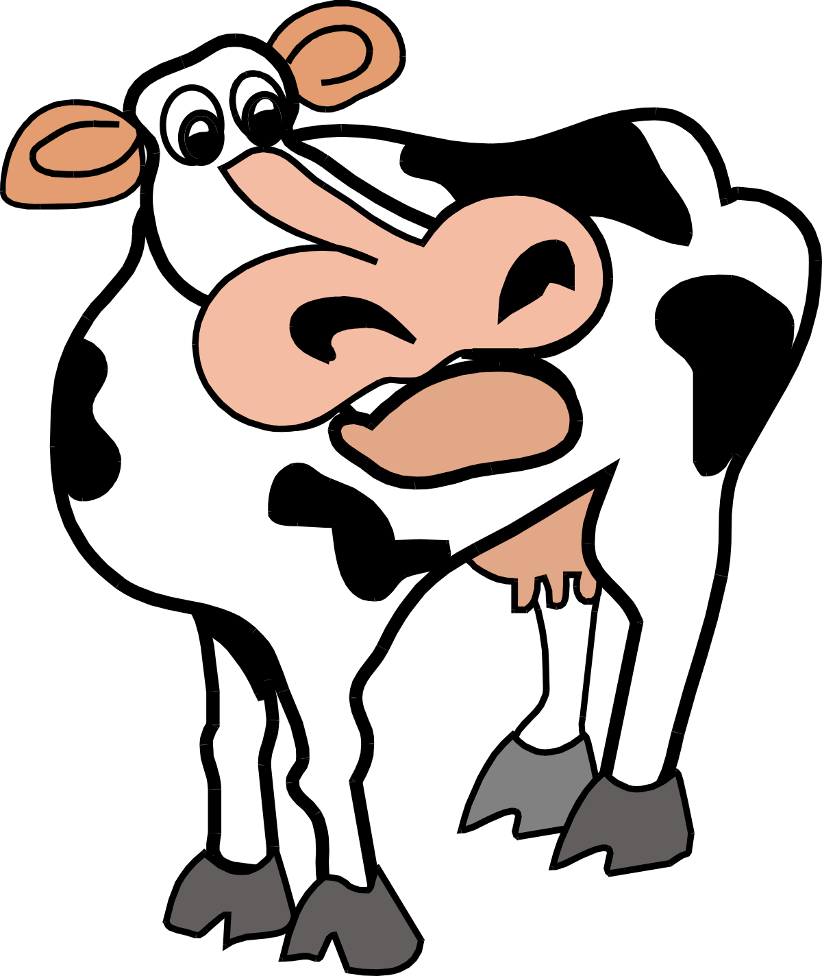 Cartoon Cow Clipart on Black Background - Fun and Playful Imagery