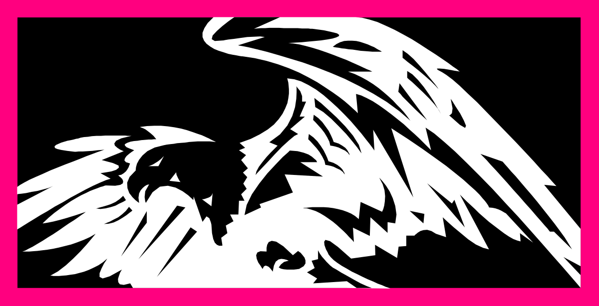 White Eagle with Black Wings on Pink Background - Stunning Clipart