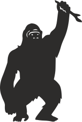 Gorilla Silhouette Holding Knife - High-Impact Clipart for Dynamic Designs