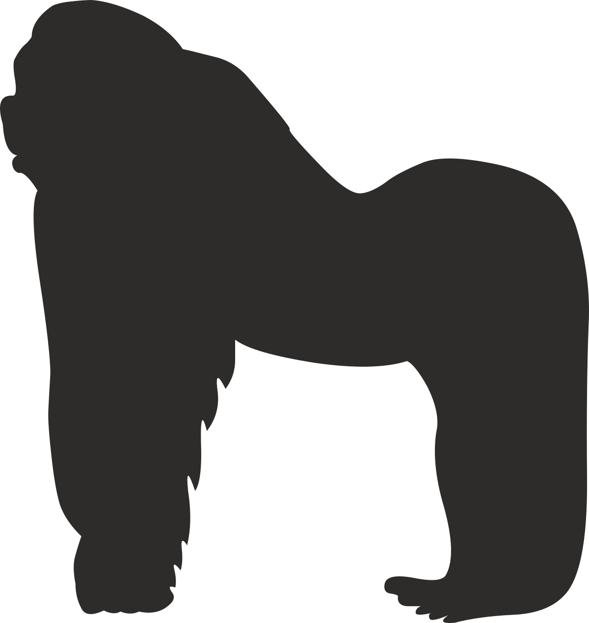 a black and white silhouette of a gorilla clip art png transparent Gorilla Silhouette Clipart - Black and White Graphic for Versatile Use