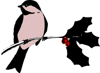 Bird on Branch with Red Flower Clipart - Perfect for Spring Designs