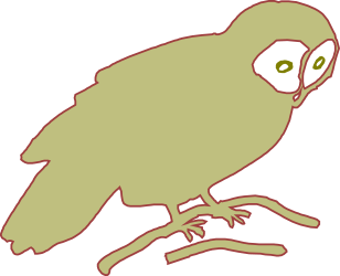 Green Bird Sitting on a Branch - Vibrant Nature Clipart