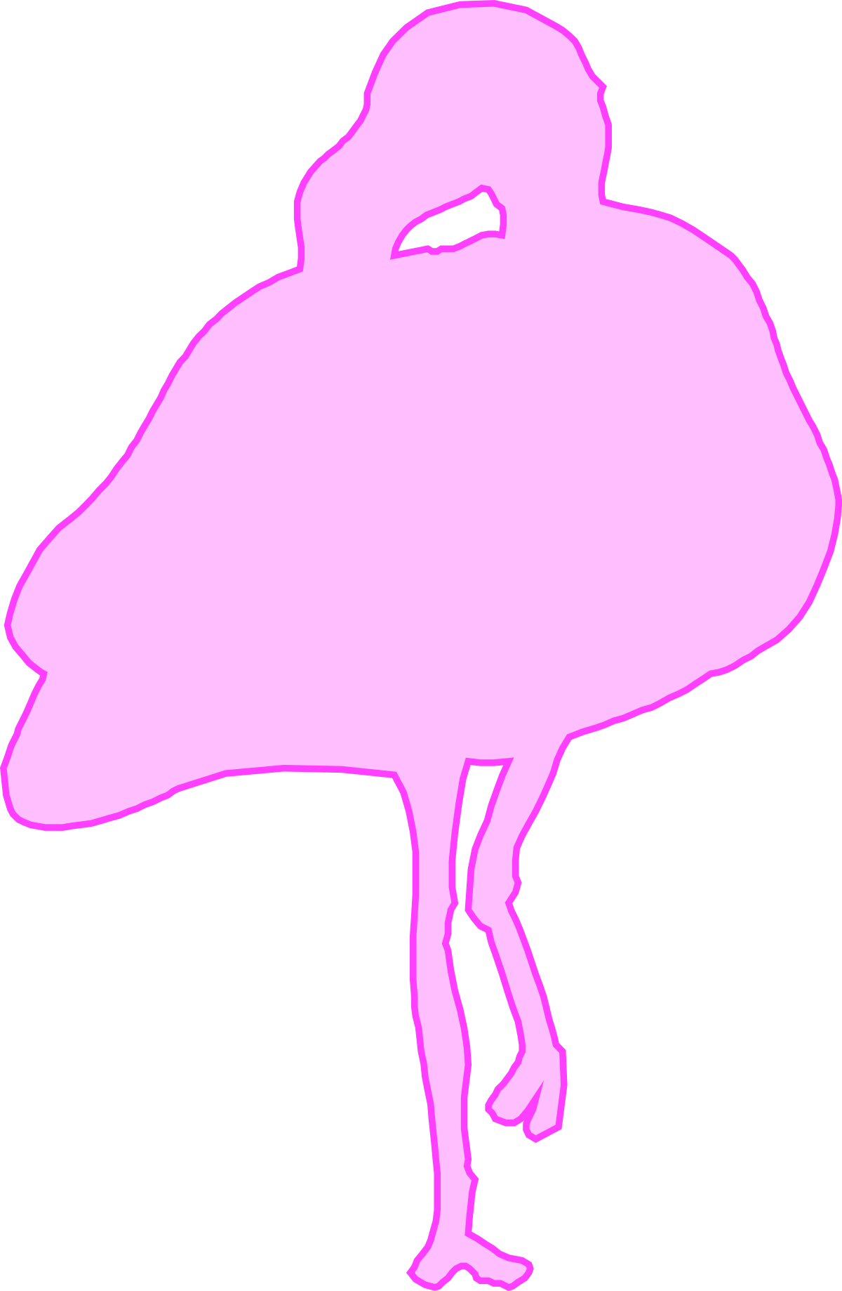 Pink Flamingo Silhouette - Exotic Bird on Black Background Clipart