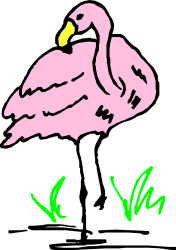 Pink Flamingo on Green Plant - Vibrant Nature Clipart
