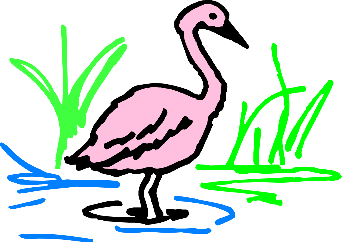 a pink flaming standing in a pond clip art png transparent Pink Flamingo Standing in a Pond - Vibrant Nature Clipart