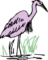 Bird Standing in Grass - Vibrant Nature Clipart