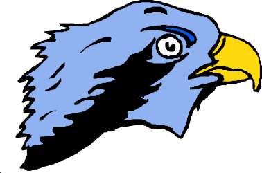 Blue and Yellow Eagle Head Clipart on Black Background