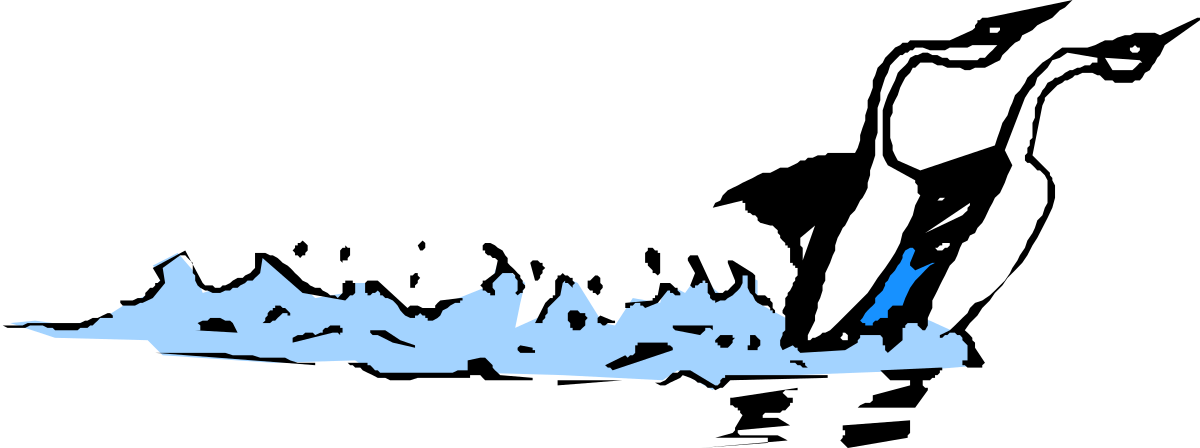 Penguin on Pile of Garbage  Unique Clipart Illustration