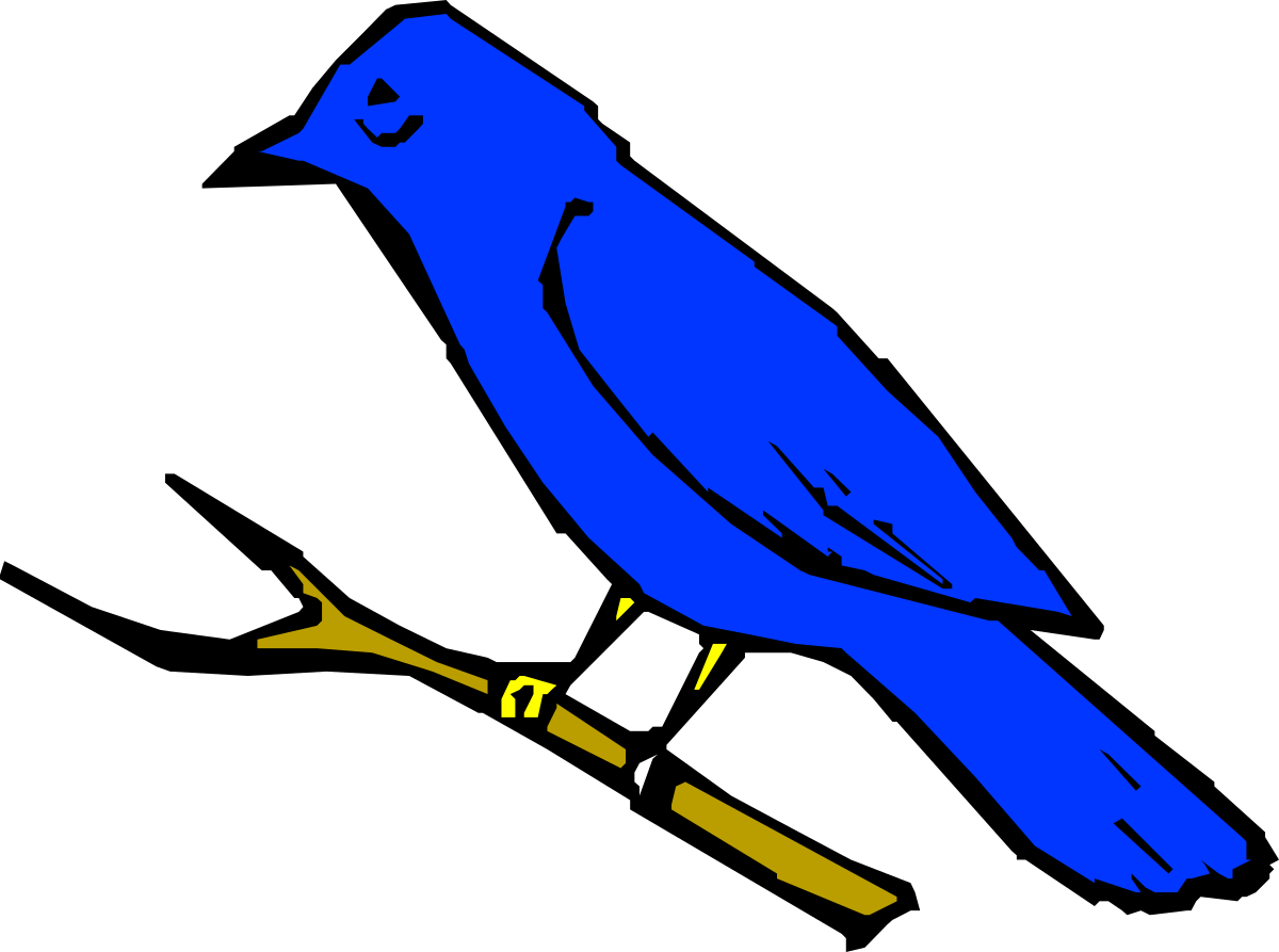 Blue Bird on a Branch - Vibrant Nature Clipart