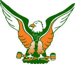 Eagle with Green and Orange Wings Clipart - Vibrant Avian Artwork