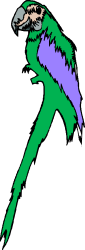 Parrot Clipart: Vibrant Green and Purple Parrot on a Branch