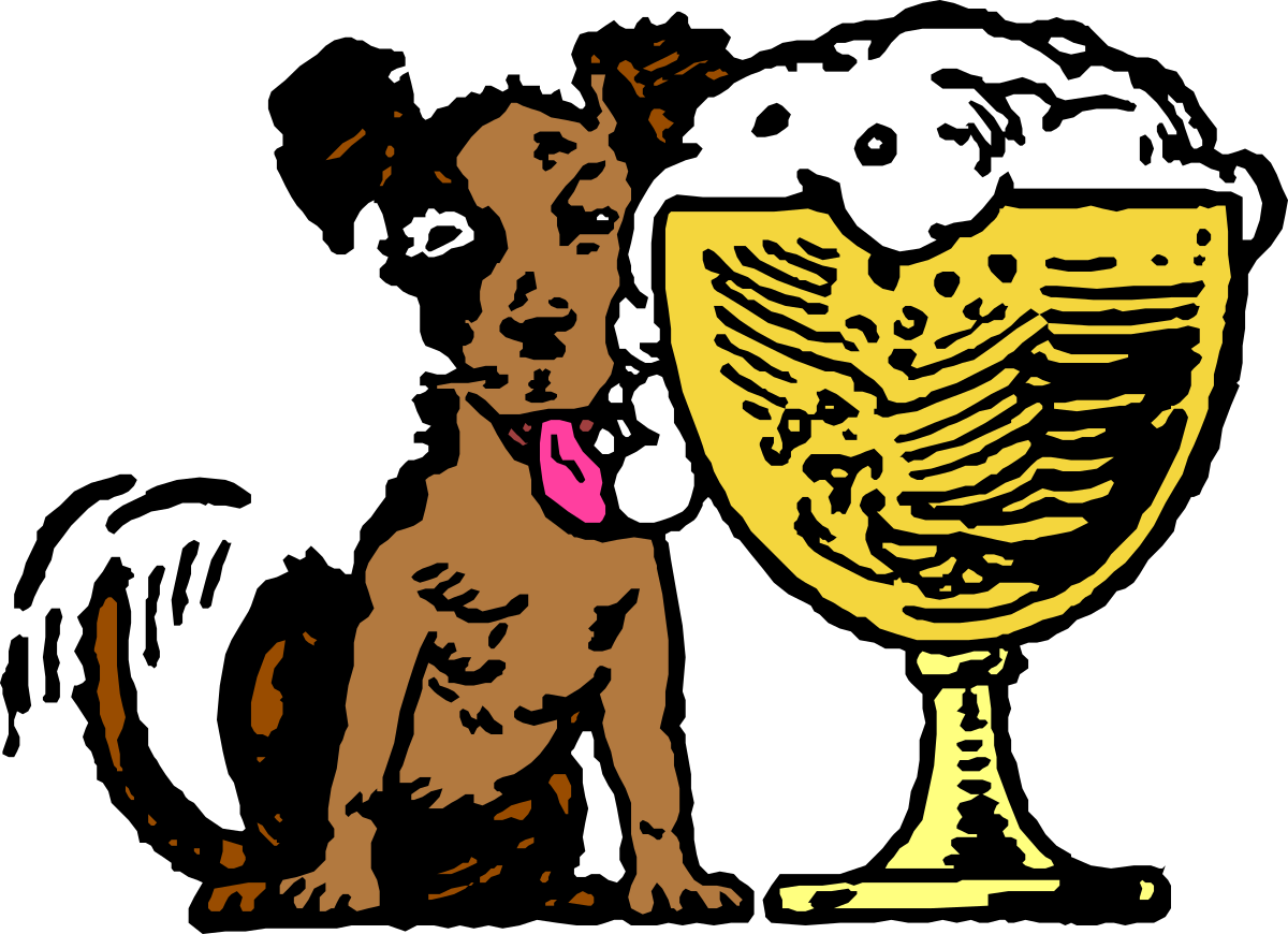 Dog Sitting Next to Large Cup Clipart