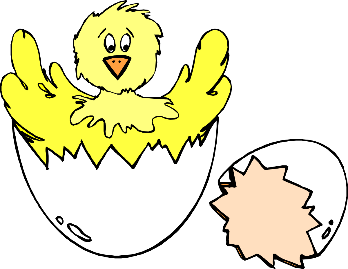 Yellow Chick Hatching from Egg Clipart - Cute and Playful Illustration