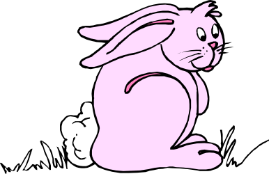 Pink Bunny Sitting Down on Ground Clipart - Adorable and Playful