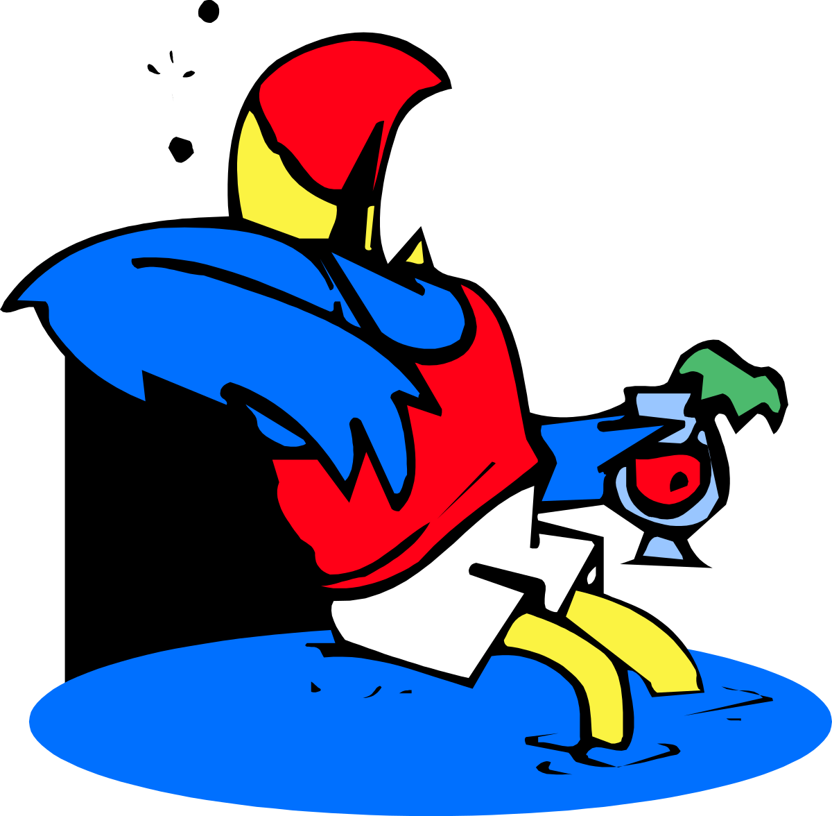 Person in Red Shirt Holding Green Object Clipart