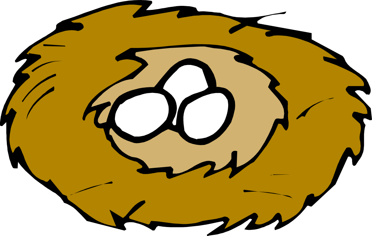 Cartoon Bird's Nest with Two Eggs - Adorable Clipart for Nature Lovers