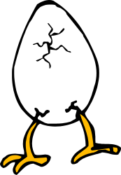 White Egg with Yellow Beak on Black Background Clipart