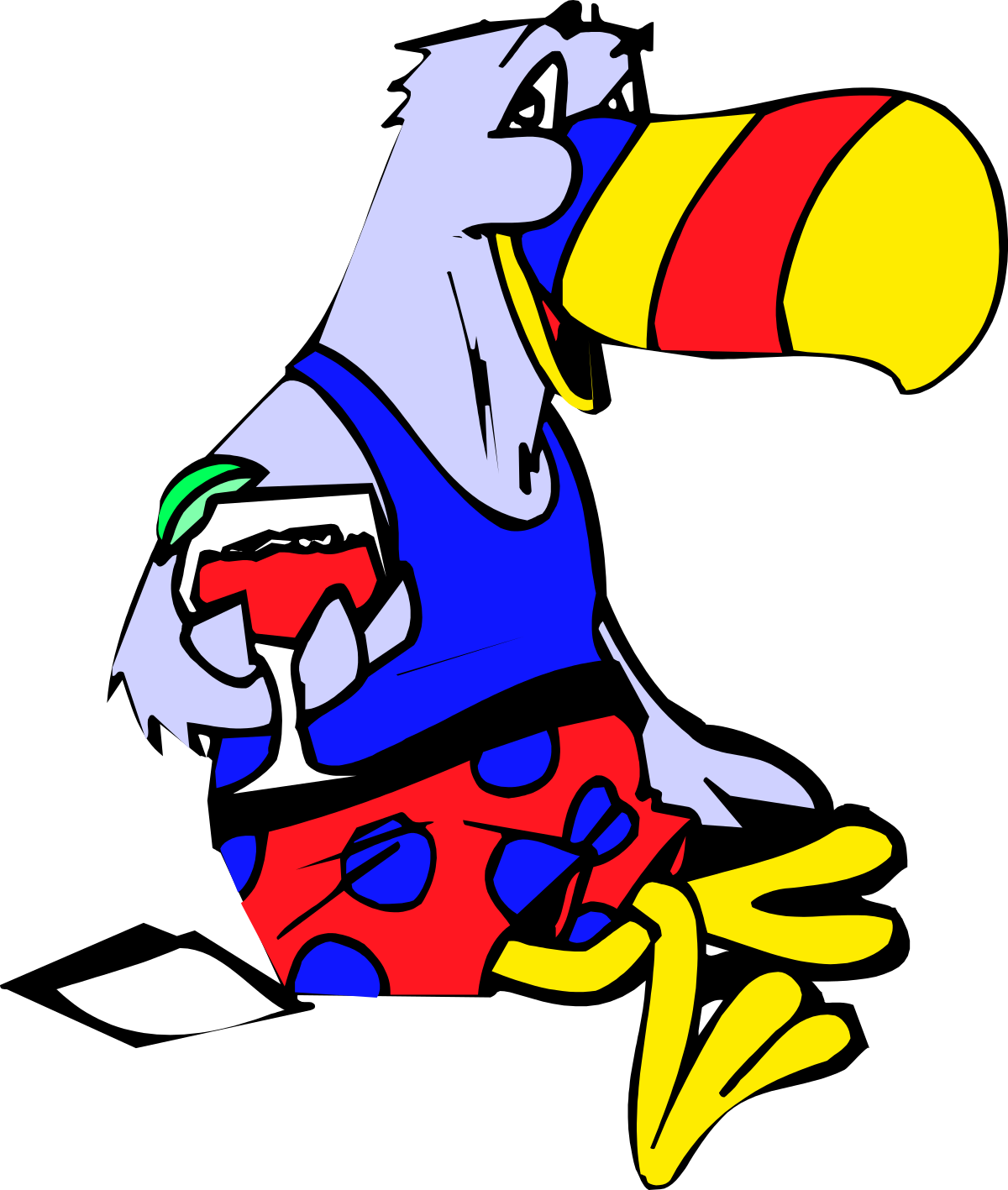 Cartoon Bird with Football - Whimsical Clipart for Fun Designs