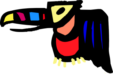 Colorful Bird on Black Background Clipart