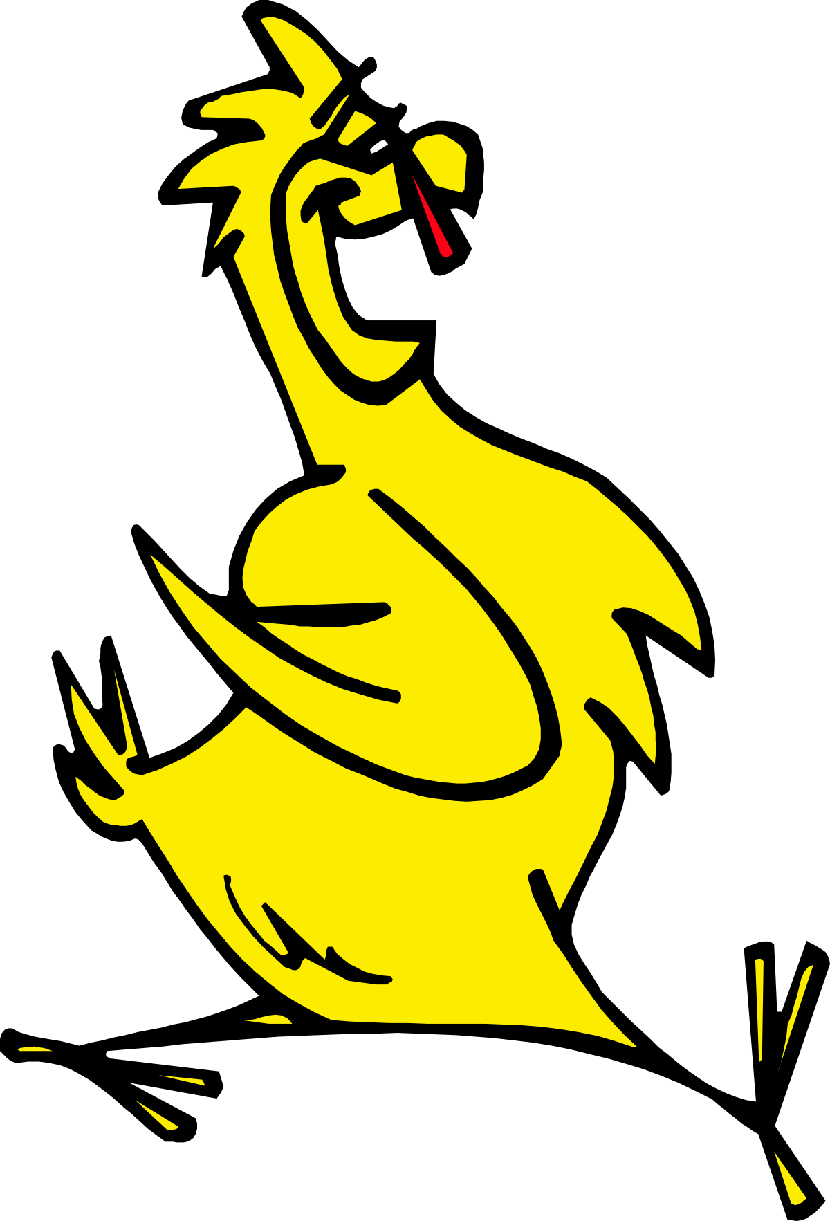 Yellow Duck with Red Nose on Black Background Clipart