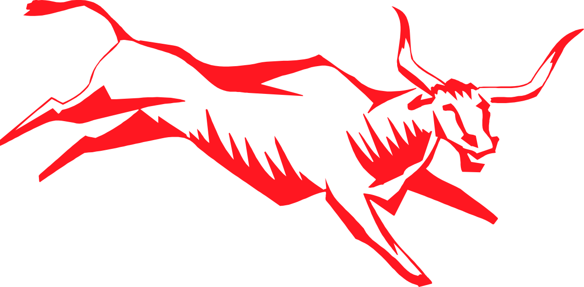 Red Bull Icon on Black Background - Striking Clipart for Impactful Designs