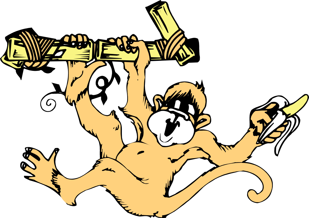 Cartoon Monkey Holding a Cell Phone Clipart