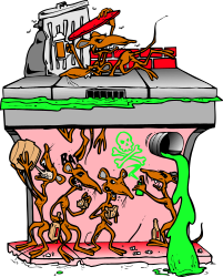 Dog and Cat Fight Over House - Cartoon Clipart