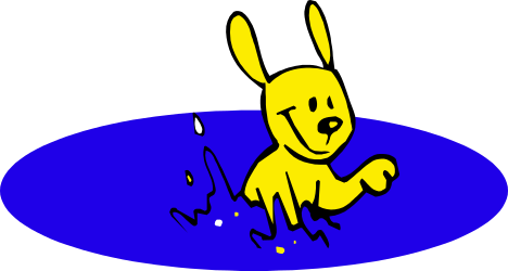 Cartoon Rabbit Standing in a Puddle - Fun Clipart for Every Project