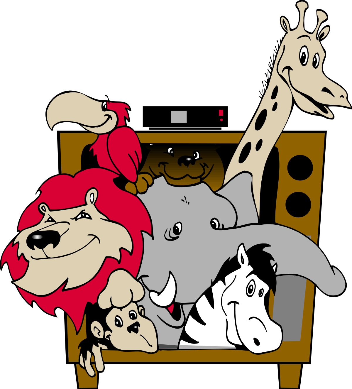 a group of animals sitting on a bench clip art png transparent Animals Sitting on a Bench Clipart - Whimsical Wildlife Gathering