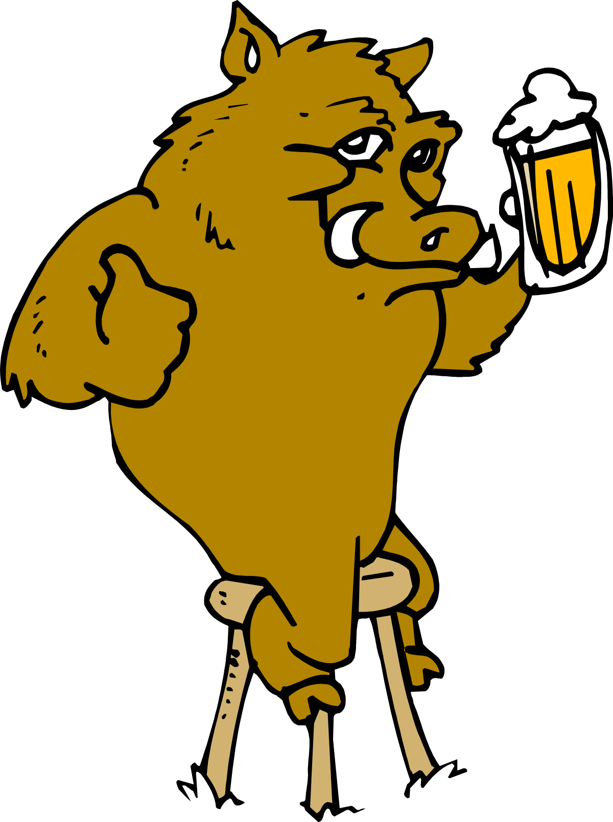 Cartoon Pig Drinking Beer Clipart - Fun and Whimsical Design