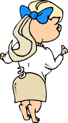 Woman in White Dress and Blue Bow Clipart: Elegant and Graceful Illustration