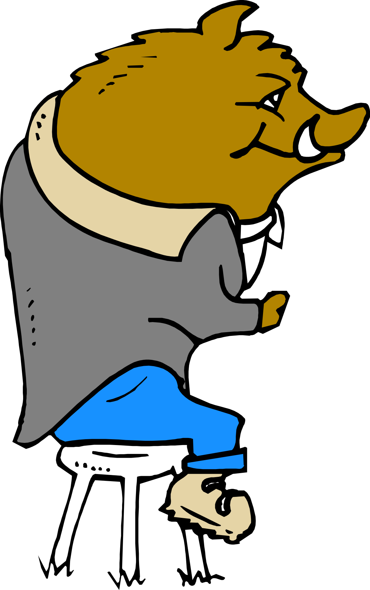 Cartoon Bear Sitting on a Stool with Head Down - Adorable Clipart