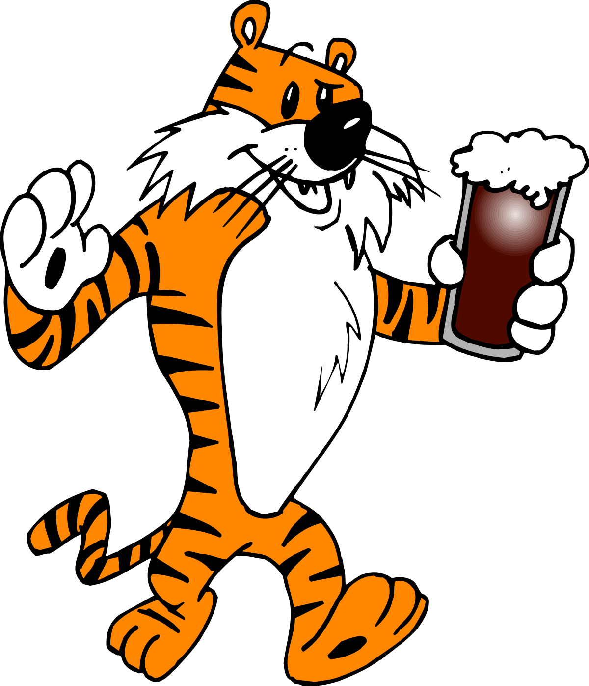 a cartoon tiger holding a beer glass clip art png transparent Cartoon Tiger Holding Beer Glass - Fun Clipart for Your Projects