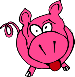 Pink Pig with Red Bow - Adorable Clipart for Fun Designs