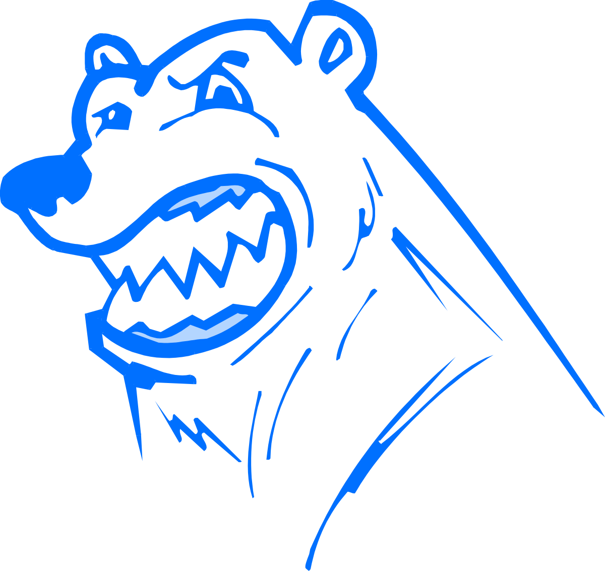 Blue-Faced Bear Clipart on Black Background