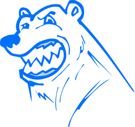 Blue-Faced Bear Clipart on Black Background