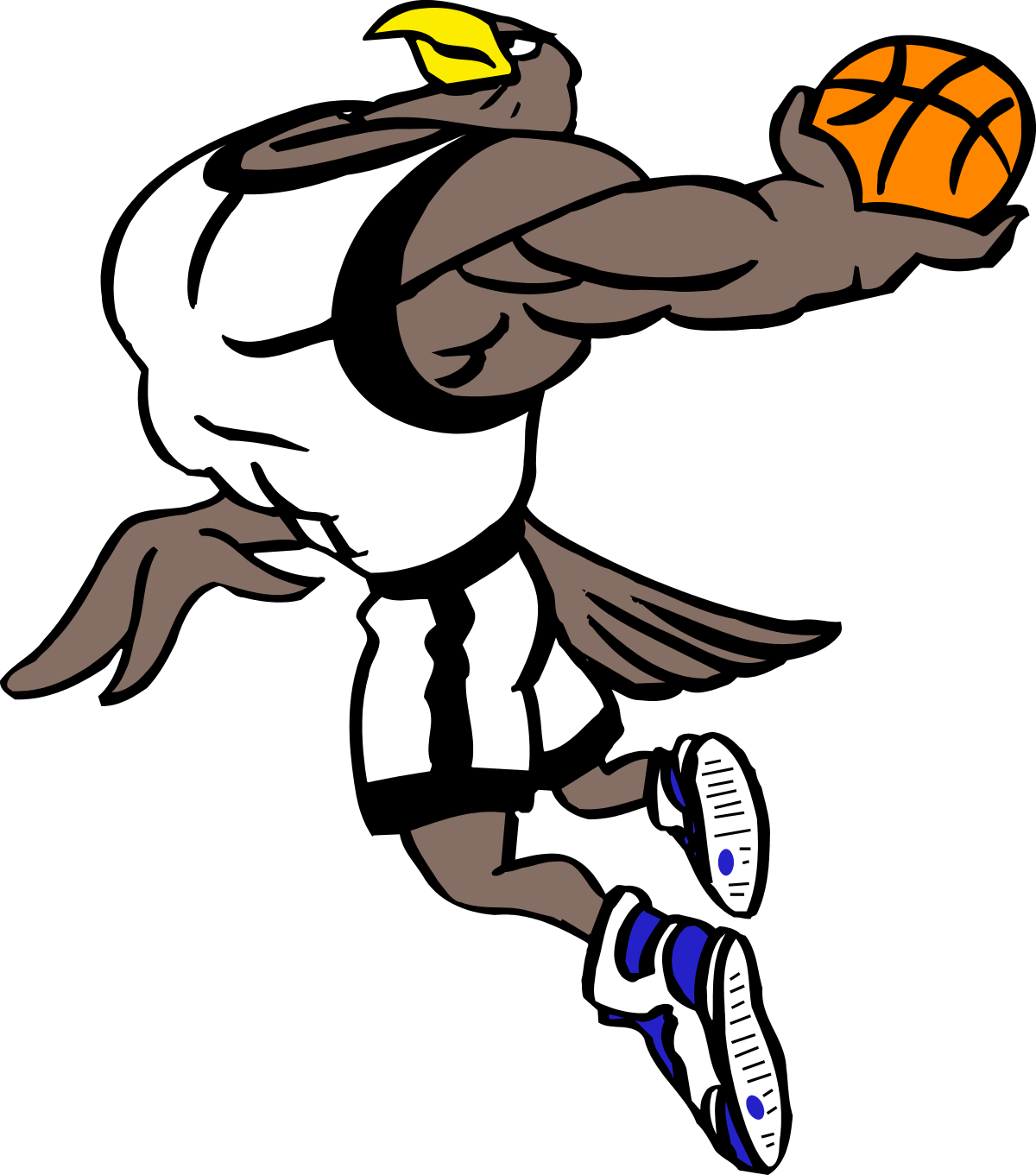 Jumping Man with Basketball Clipart - Dynamic Sports Illustration