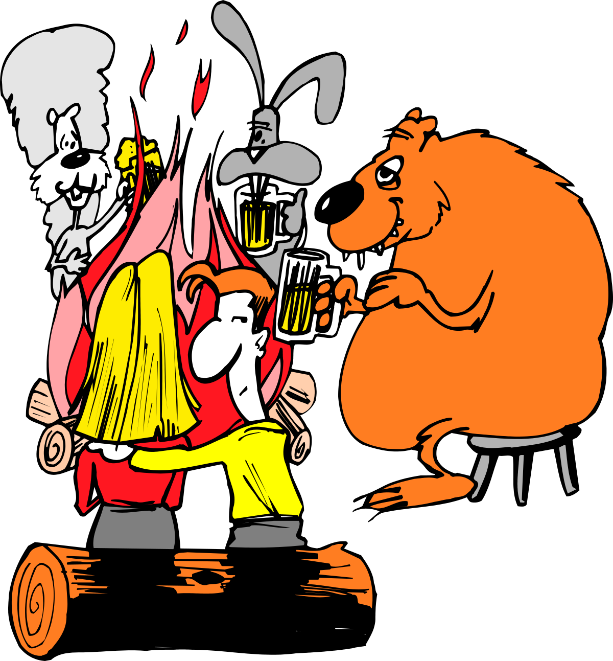 a cartoon of a bear and a bear drinking beer clip art png transparent Bear Drinking Beer Clipart - Fun Cartoon Style Graphics