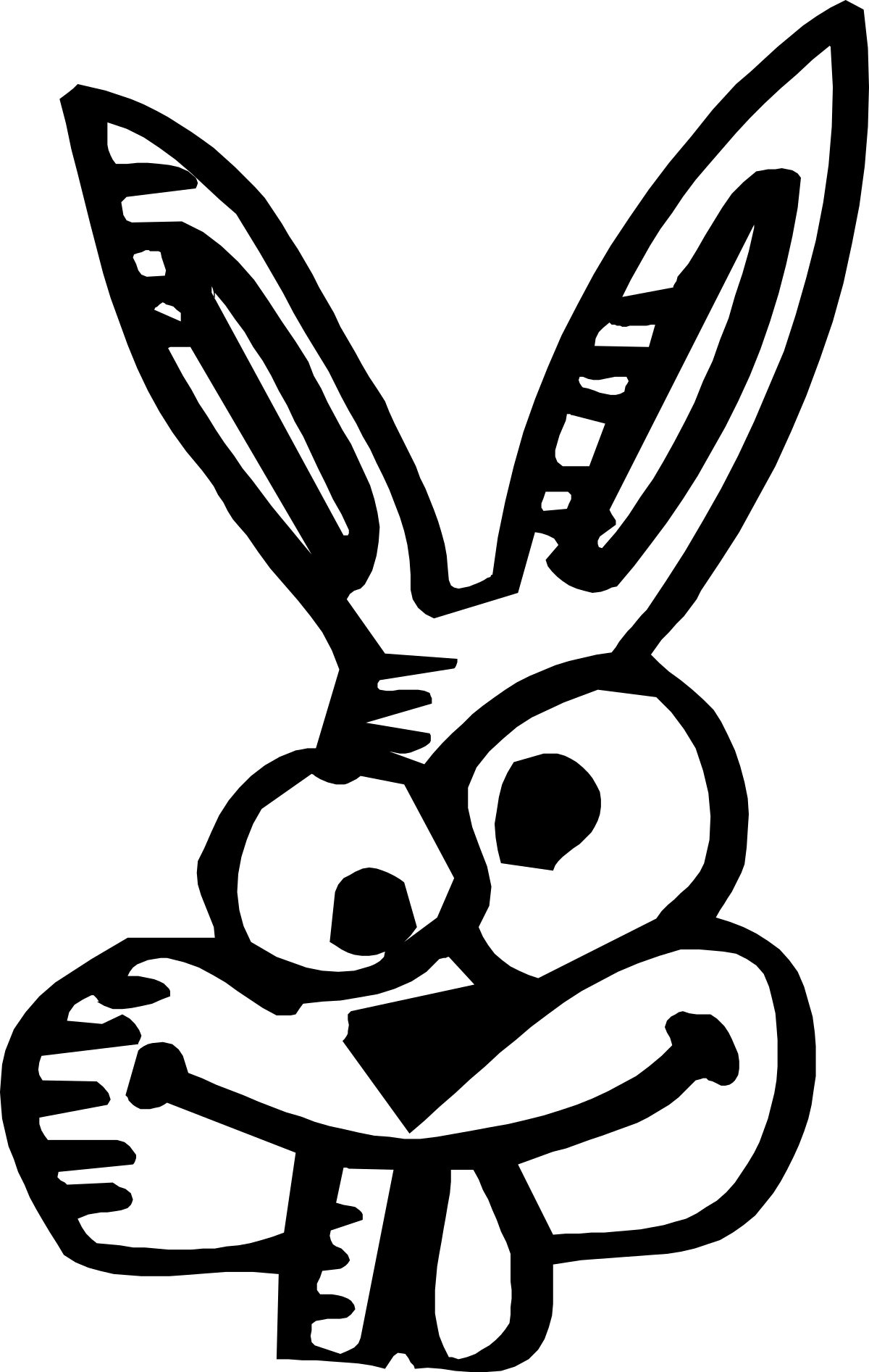 White Rabbit Clipart on Black Background - Perfect for Creative Projects