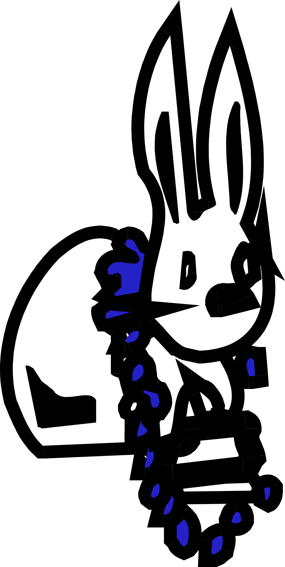 Rabbit with a Blue Nose in Black Background - Unique Clipart Design