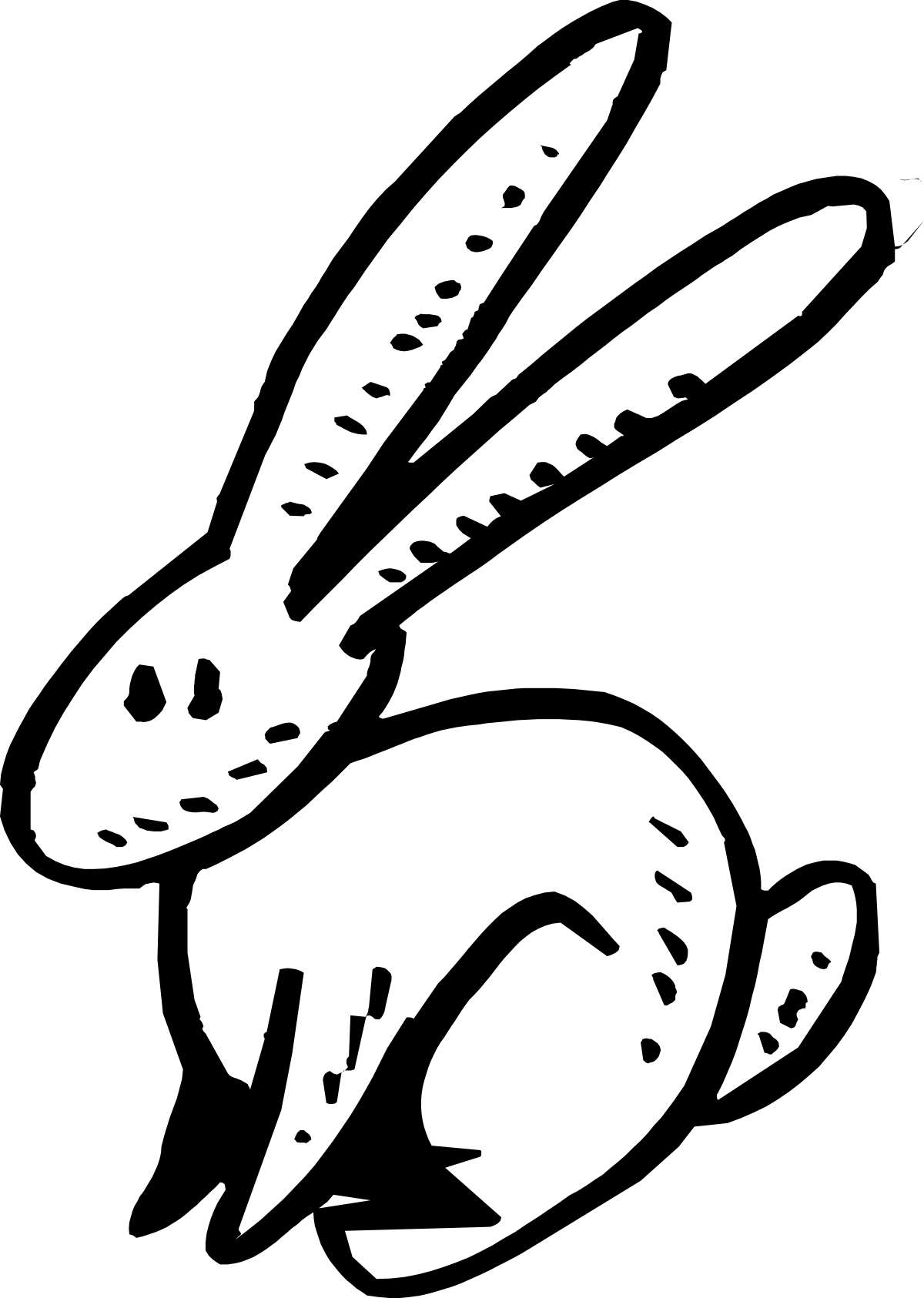 White Rabbit Silhouette on Black Background - Striking Clipart Design