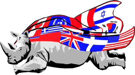 Rhino with Flag on Back - Unique Clipart for Diverse Uses