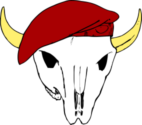 Bull Skull with Red Hat Clipart: Unique Western Decor