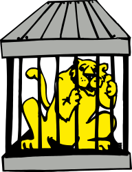 Dog in a Cage with a Cat Clipart - Perfect for Animal Lovers