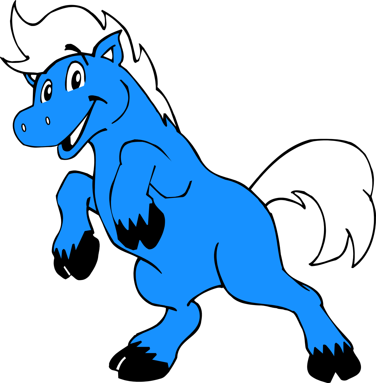 Blue and White Horned Horse Clipart for Creative Projects
