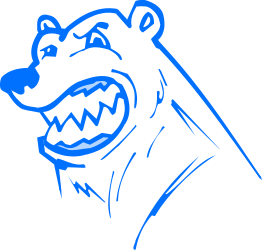 Bear with Blue Face on Black Background - Unique Clipart Design